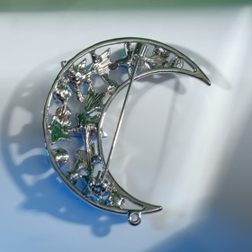 

Брошь "Полумесяц" со звёздами, цвет синий в серебре