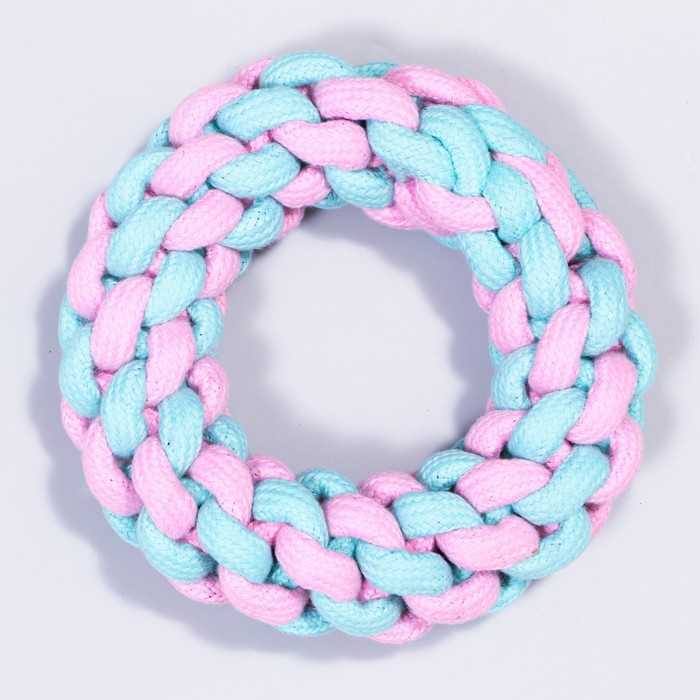Игрушка канатная "Плетёное кольцо", до 15 см, до 160 г, розовая/мятная
