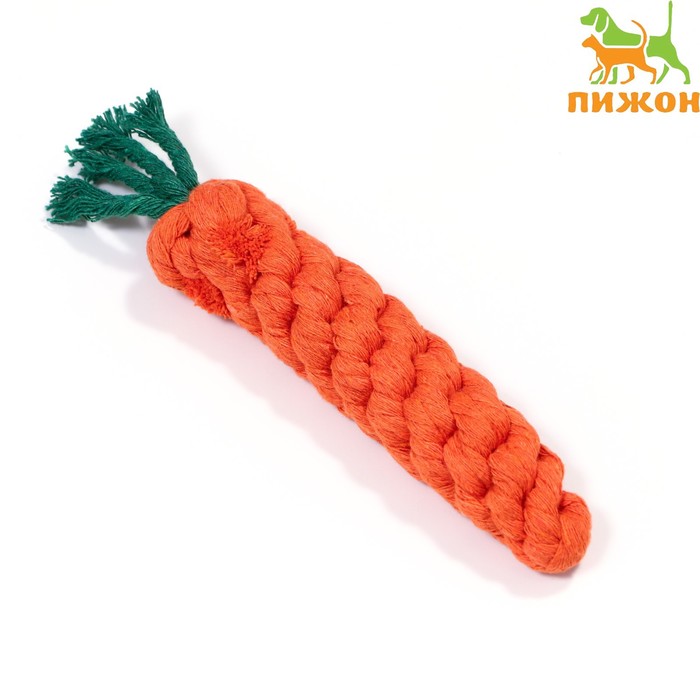 Игрушка канатная Морковь, до 18 см, до 50 г, оранжевая/зелёная игрушка канатная конфета до 20 г синяя