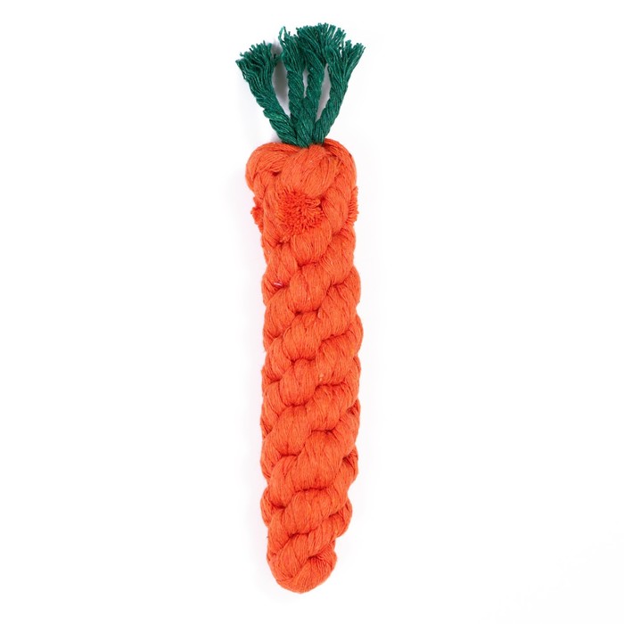 Игрушка канатная "Морковь", до 18 см, до 50 г, оранжевая/зелёная