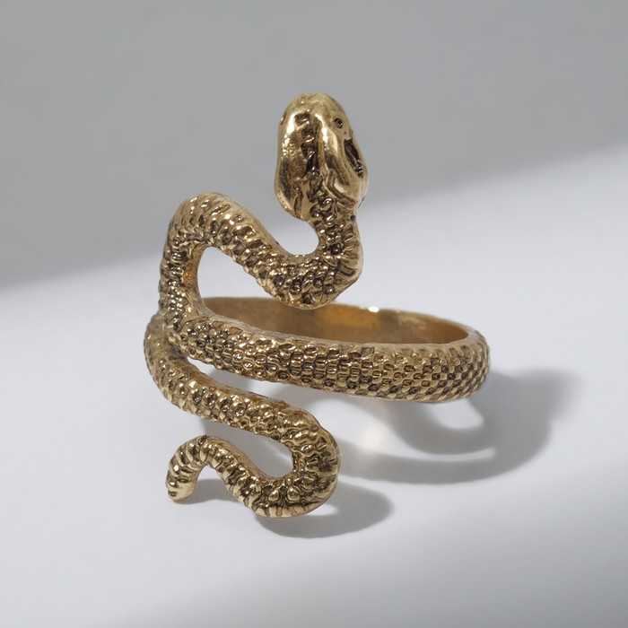 Кольцо «Змея» изогнутая, цвет чернёное золото, безразмерное