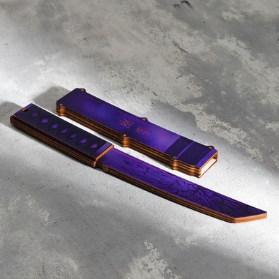 Сувенир деревянный Нож танто фиолет