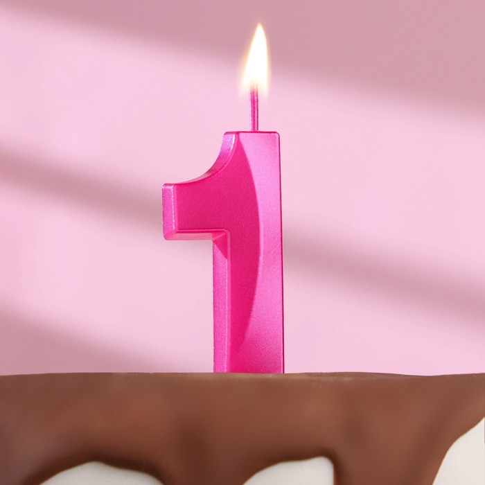 Свеча в торт на шпажке «Грань», цифра 1, 5 см, розовая свеча в торт на шпажке грань цифра 3 5 см розовая