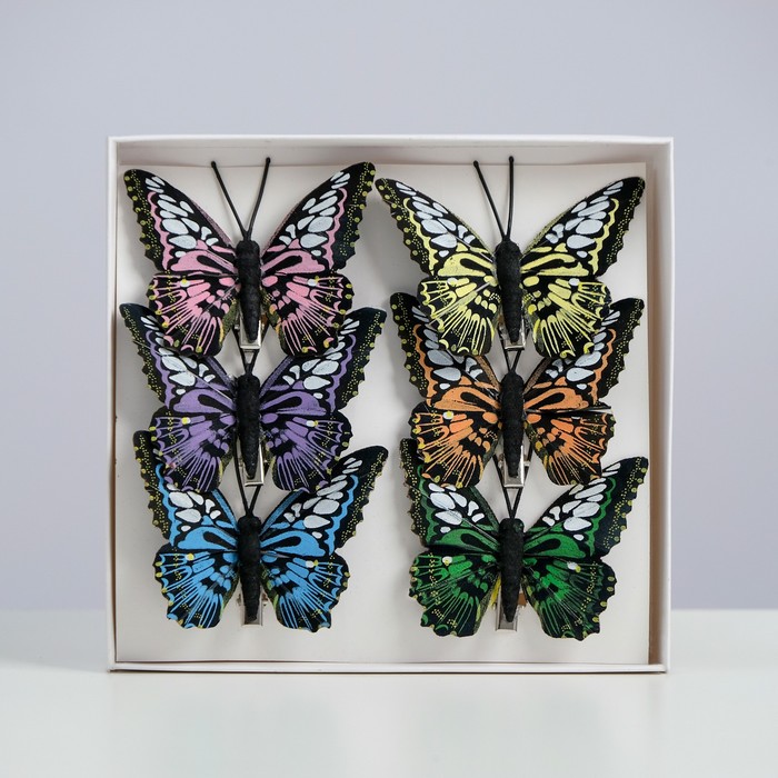 Декор на прищепке "Бабочка", черный, МИКС, 5 х 8 см