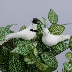 Набор птичек для декора и флористики, на прищепке, пластиковая, белый, 2 шт., 13 х 3 х 3 см Ош