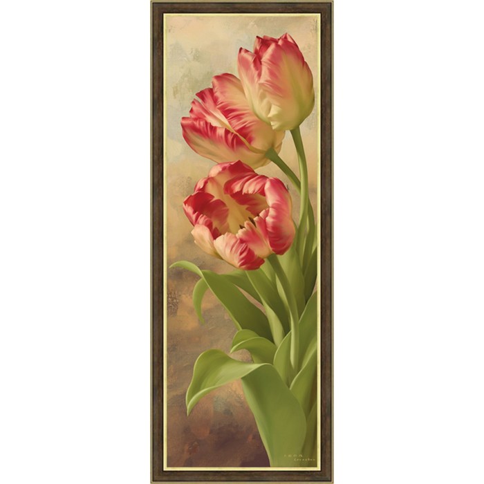 Картина "Бело-красные тюльпаны 2" 20/50 рама 45-1311