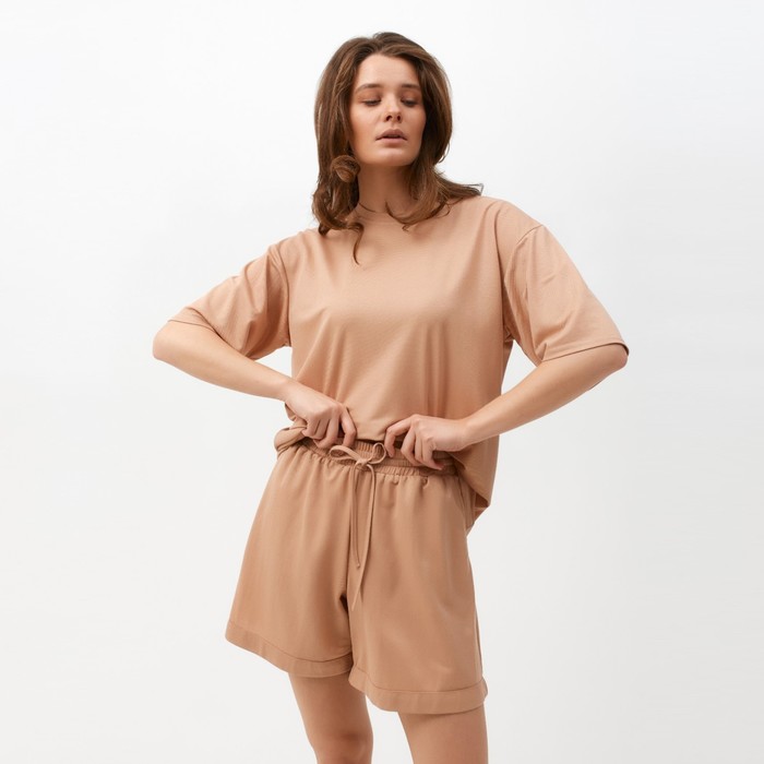

Костюм женский (футболка, шорты) MINAKU: Casual collection цвет песочный, размер 44