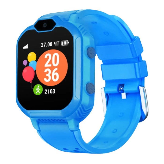 фото Детские смарт-часы geozon aqua plus g-w19blu, 1.4", 4g,датчик снятия с руки, 700мач, голубые