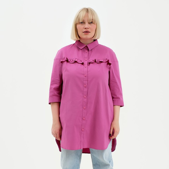 фото Туника женская с воланом mist plus-size, размер 50, цвет розовый