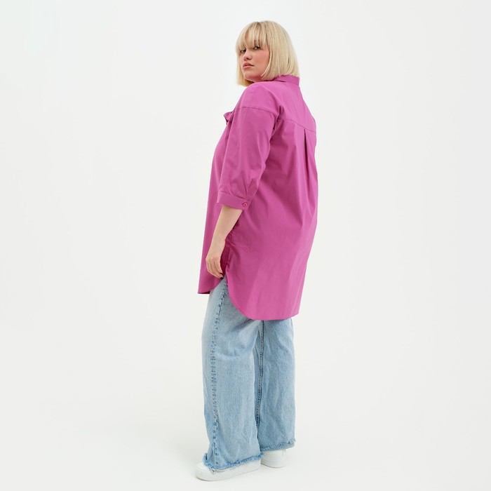 фото Туника женская с воланом mist plus-size, размер 52, цвет розовый