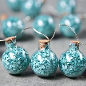 

Гирлянда «Нить» 1.6 м с насадками «Бирюзовые шарики», IP20, прозрачная нить, 15 LED, свечение белое, ААх2, УЦЕНКА