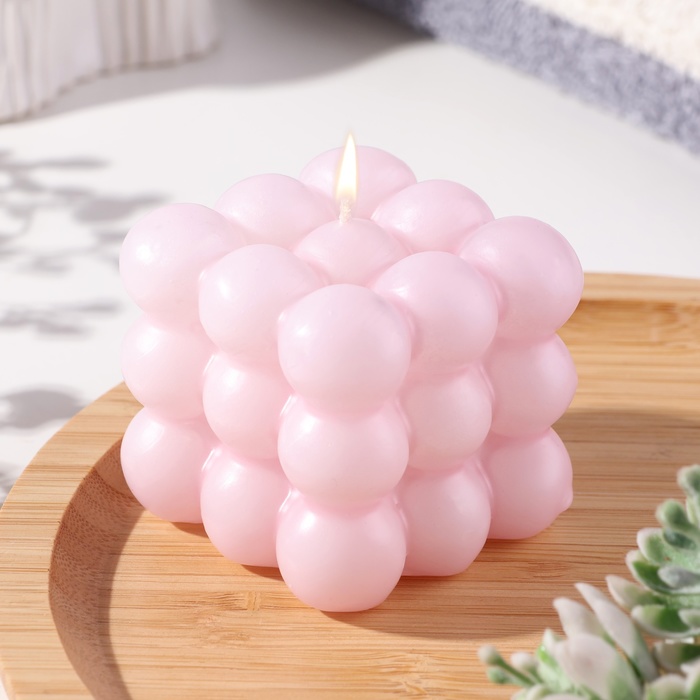 Свеча фигурная ароматическая Бабл куб, 5,5х6 см, пион