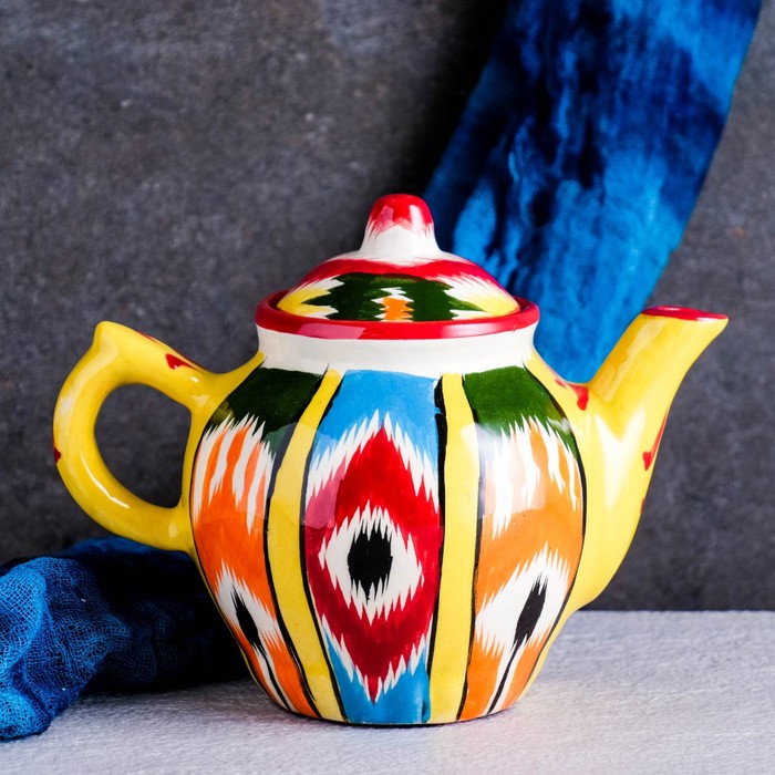 Чайник Риштанская Керамика Атлас, 700 мл, микс чайник риштанская керамика атлас 0 8 л разноцветный