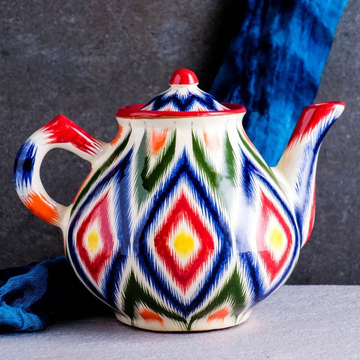 Чайник Риштанская Керамика Атлас, 1600 мл, разноцветный чайник риштанская керамика атлас 700 мл микс