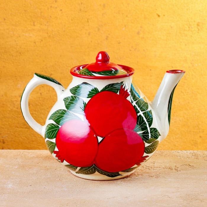 Чайник Риштанская Керамика Гранаты, 1600 мл чайник риштанская керамика атлас 1600 мл разноцветный