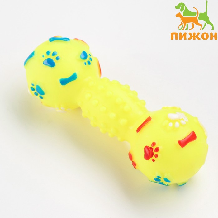 Игрушка пищащая Гантель с лапками для собак, 13 см, жёлтая игрушка пищащая гантель с лапками для собак 13 см зелёная