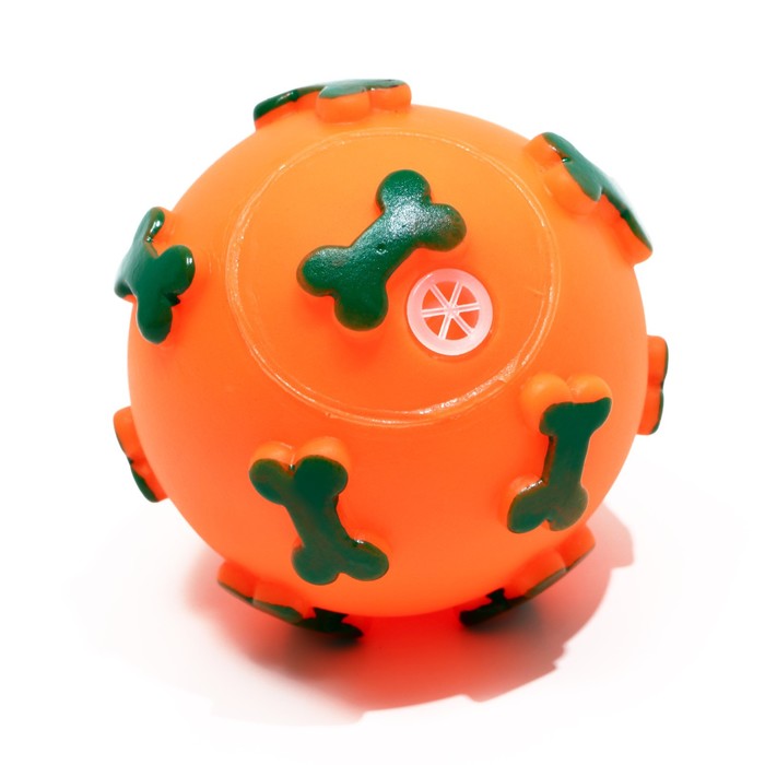 фото Игрушка пищащая "мяч косточки" для собак, 5,5 см, оранжевая пижон