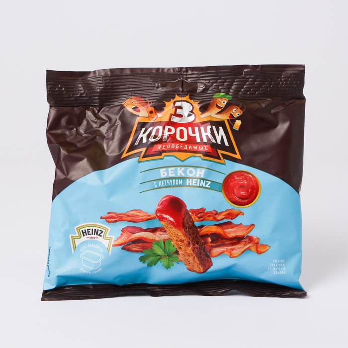 

Сухарики 3 Корочки ржан. Бекон Кетчуп Хайнц 60г+25г
