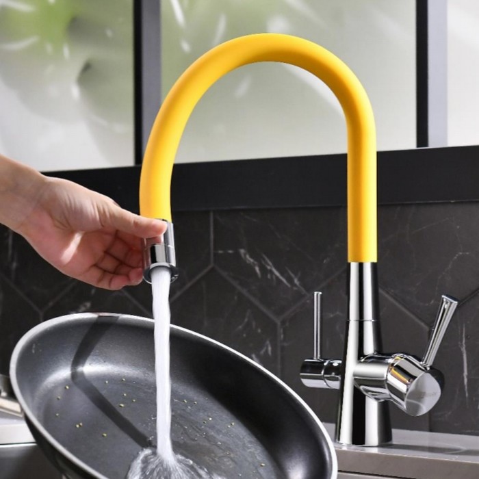 

Смеситель для кухни Lemark Comfort LM3075C-Yellow, однорычажный, гибкий излив 225 мм, желтый 90686