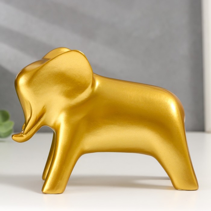Сувенир полистоун Золотой слон 10,5х6х13,5 см
