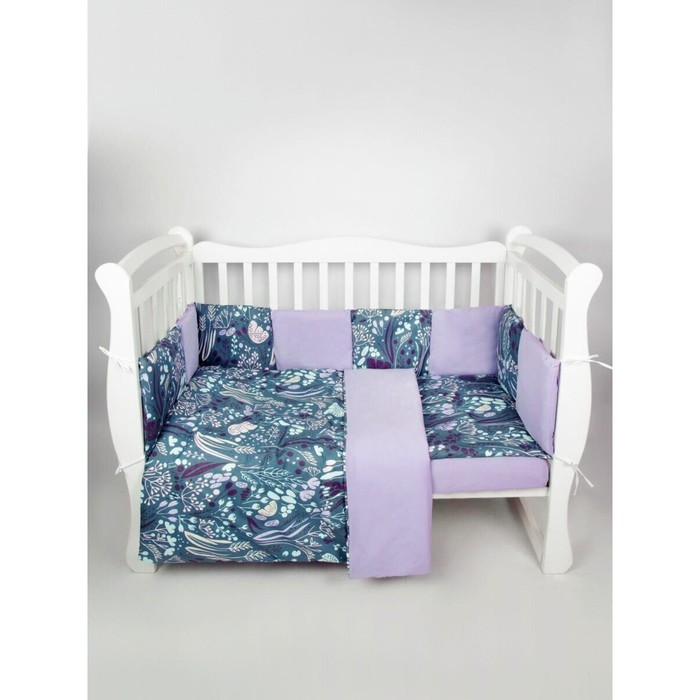 Бортик в кроватку 12 предметов AmaroBaby Flower dreams, фиолетовый amarobaby бортик в кровать абстракция 12 предметов синий серый
