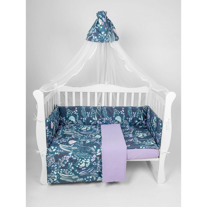 

Бортик в кроватку на молнии (4 подушки-бортика) AmaroBaby Flower dreams, фиолетовый