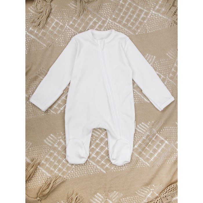 фото Комбинезон (слип) на молнии детский amarobaby fashion, молочный, размер 56