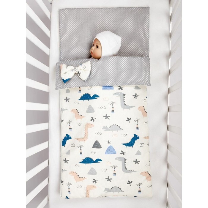 Спальный мешок детский Amarobaby Magic Sleep Little dino, бежевый/серый