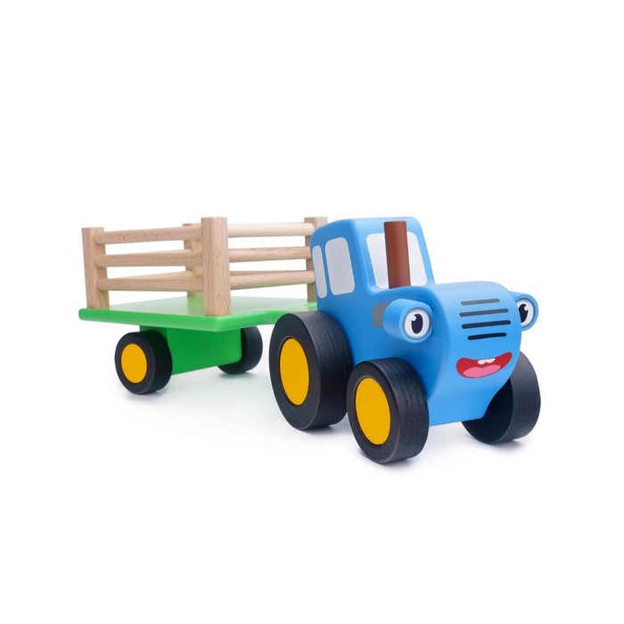 Игрушка деревянная «Синий Трактор с прицепом»