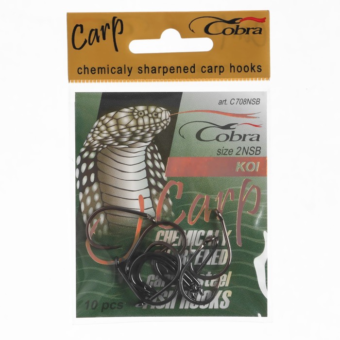 фото Крючки cobra carp koi, серия 708, цвет nsb, № 02, 10 шт.