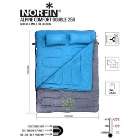 

Мешок-одеяло спальный Norfin ALPINE COMFORT DOUBLE 250