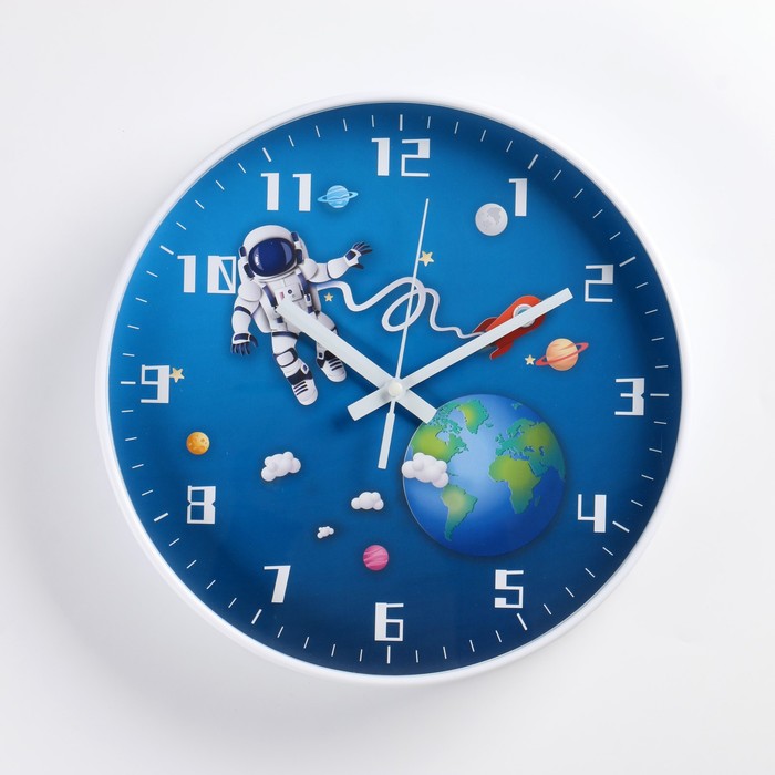 Детские настенные часы Космос, плавный ход, d-30 см, микс