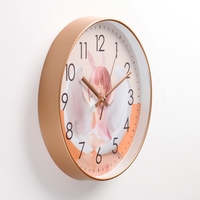 фото Детские настенные часы "ангелочек", плавный ход, d-30 см