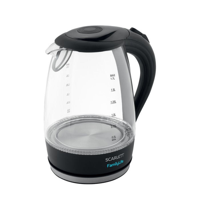 

Чайник электрический Scarlett SC-EK27G74, стекло, 1.7 л, 2200 Вт, чёрный