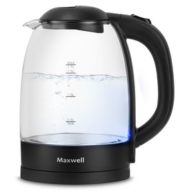 Чайник электрический Maxwell MW-1091, стекло, 1.7 л, 2200 Вт, чёрный