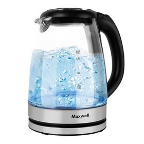 

Чайник электрический Maxwell MW-1089, стекло, 1.8 л, 1850 Вт, чёрно-серебристый