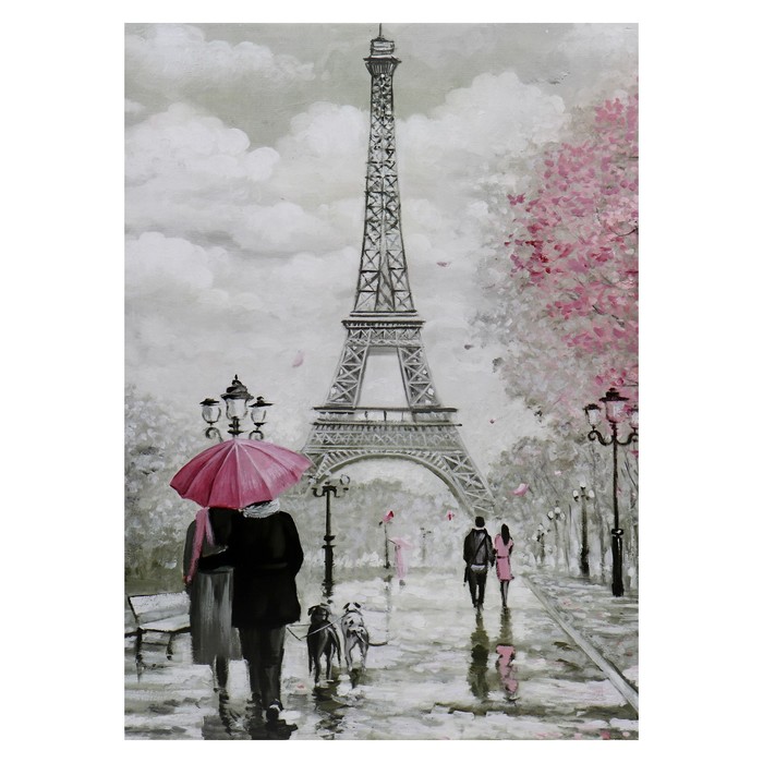 Картина-холст на подрамнике "Любовь в Париже" 50х70 см