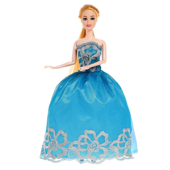 цена Кукла-модель шарнирная «Лили» в платье, цвет голубой