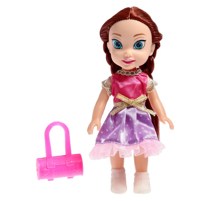 Кукла Валерия, в пакете, фиолетово-розовое платье