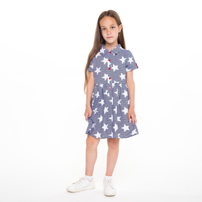 Платье для девочки, цвет тёмно-синий/белый, рост 110 см