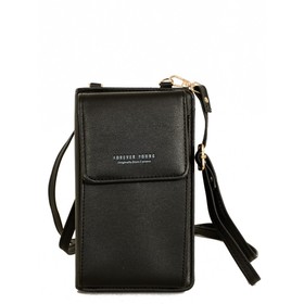 

W108Y715 Сумка кросс-боди/кошелек на рег. ремне, отдел на кнопке, цвет черный 18х11х2см