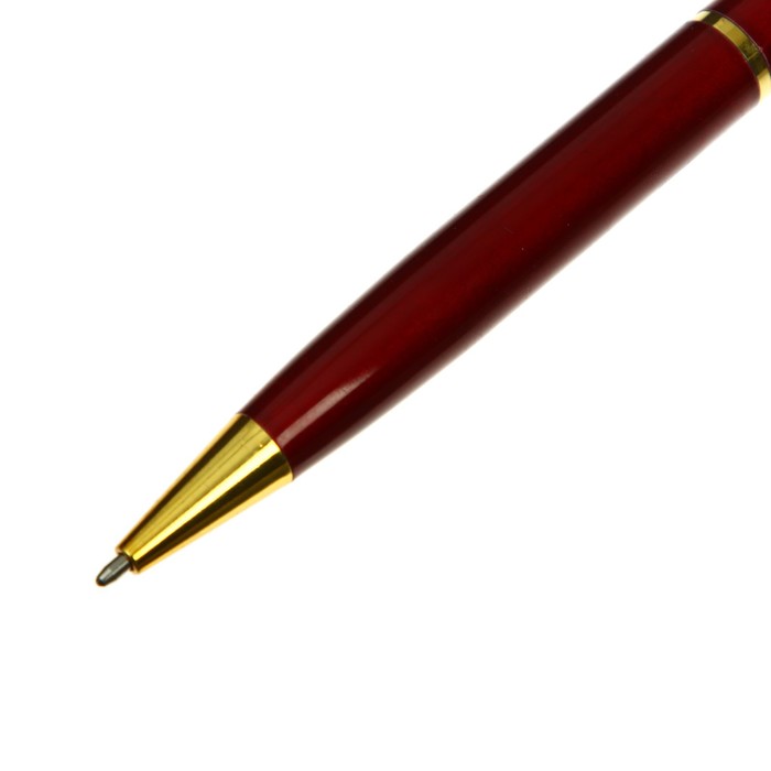 Ручка шариковая подарочная, в пластиковом футляре, поворотная "Кора", корпус красный с золотым
