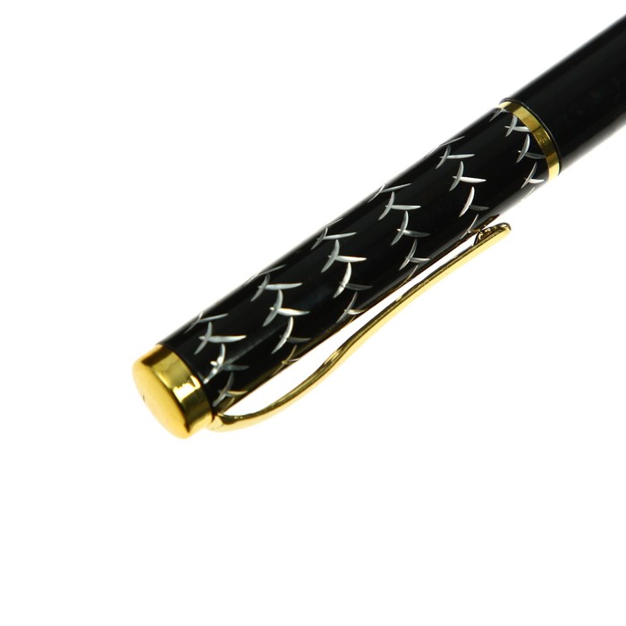 Ручка подарочная шариковая в пластиковом футляре поворотная Х корпус черный с золотым