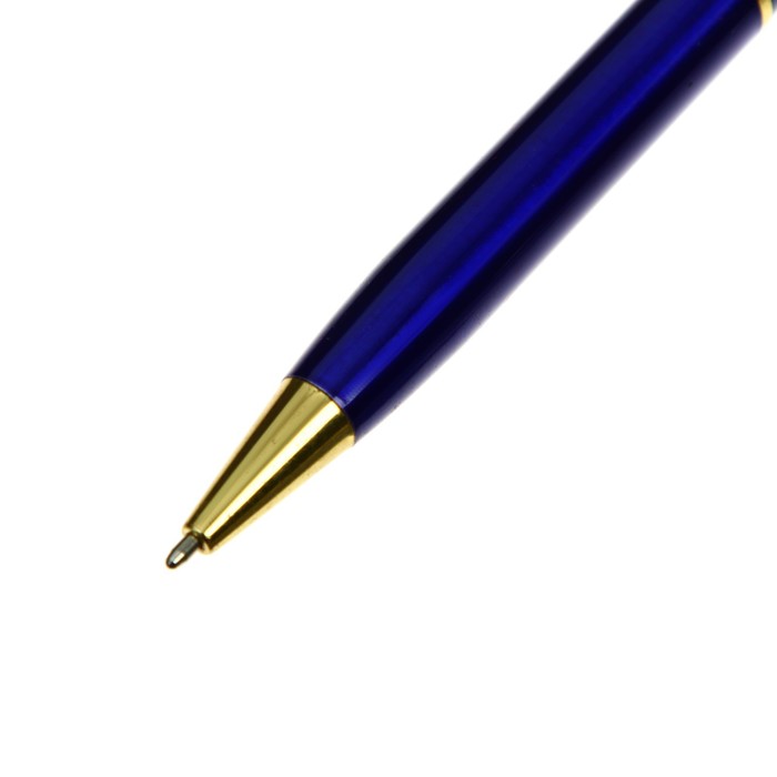Ручка подарочная шариковая в пластиковом футляре поворотная Х корпус синий с золотым