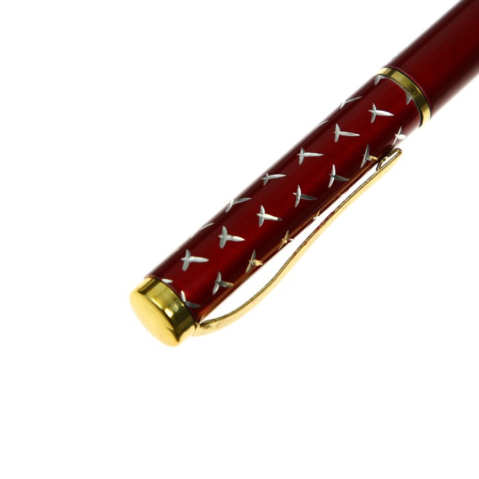 Ручка подарочная шариковая в пластиковом футляре поворотная Х корпус красный с золотым