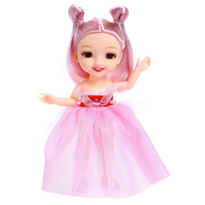 Кукла шарнирная «Женечка» в платье, цвет розовый