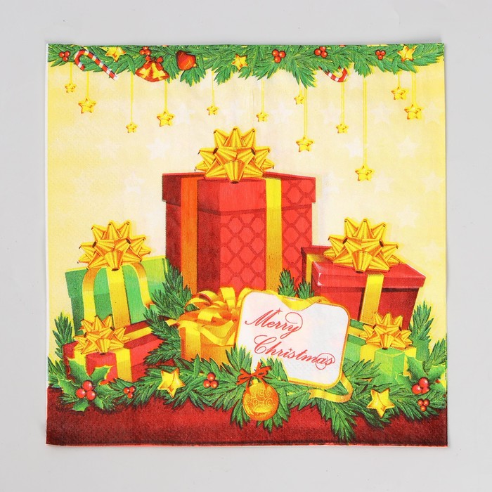 Салфетки бумажные «Новогодние подарки», набор, 20 шт., 33 × 33 см