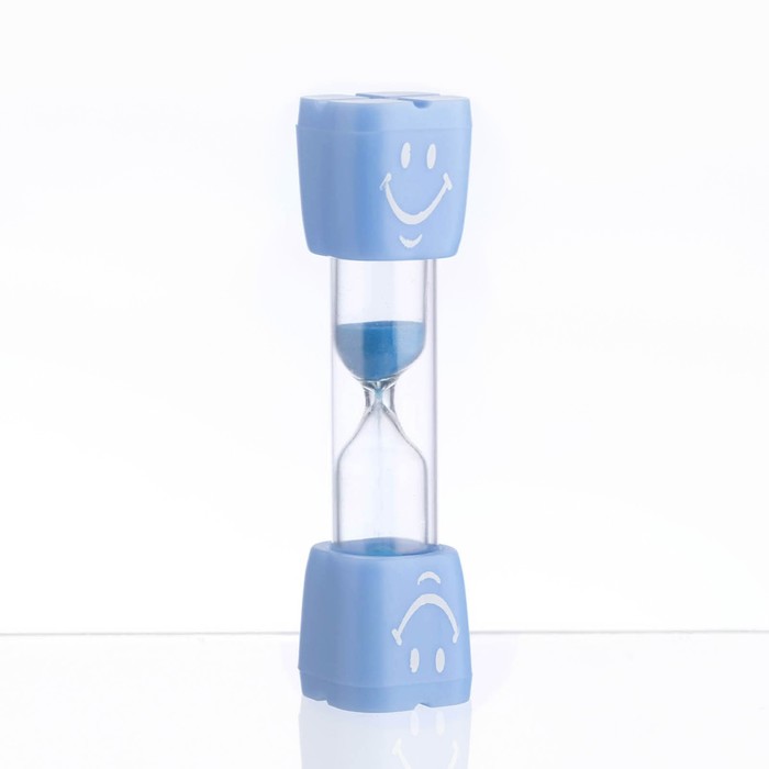 фото Песочные часы "смайл" на 3 минуты, 9 х 2.3 см, голубые