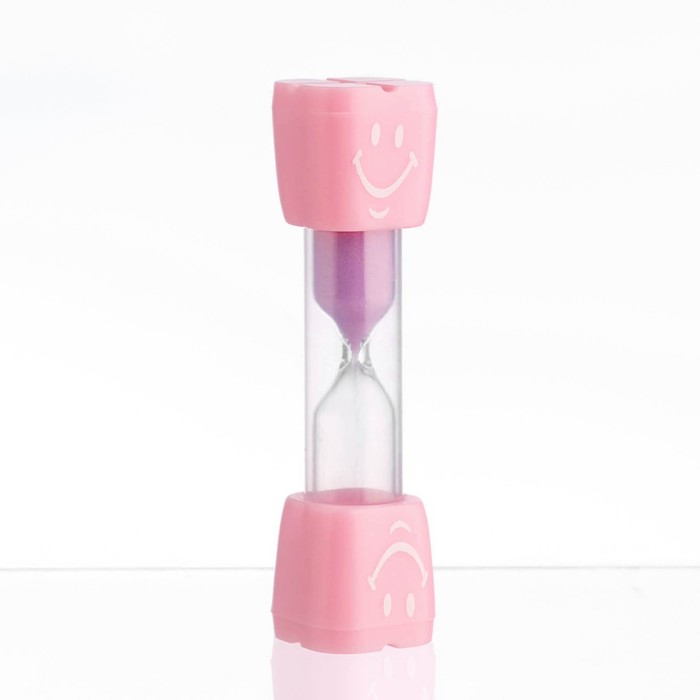 фото Песочные часы "смайл" на 3 минуты, 9 х 2.3 см, розовые