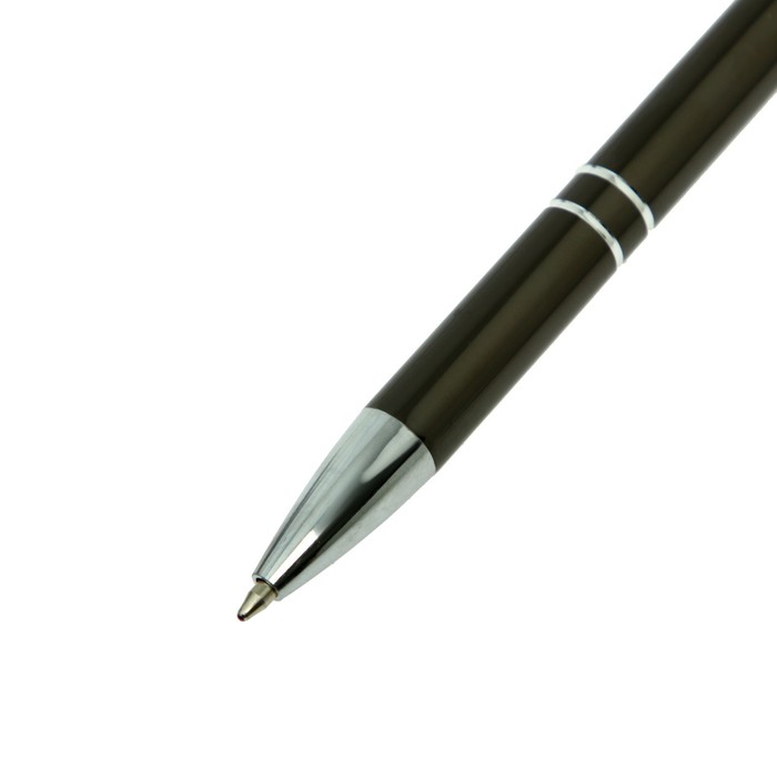 Ручка подарочная шариковая в пластиковом футляре автоматическая NEW Стиль темно-серая